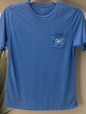 Vineyard Vines Blue Medium Long Sleeve Vintage Whale Tee Shirt 10/12 100% Cotton